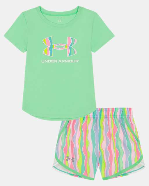 Little Girls' UA Scallop Stripes Shorts Set